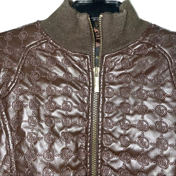 RARE Brown Leather Rocawear Bomber Jacket - Picture 4 of 8